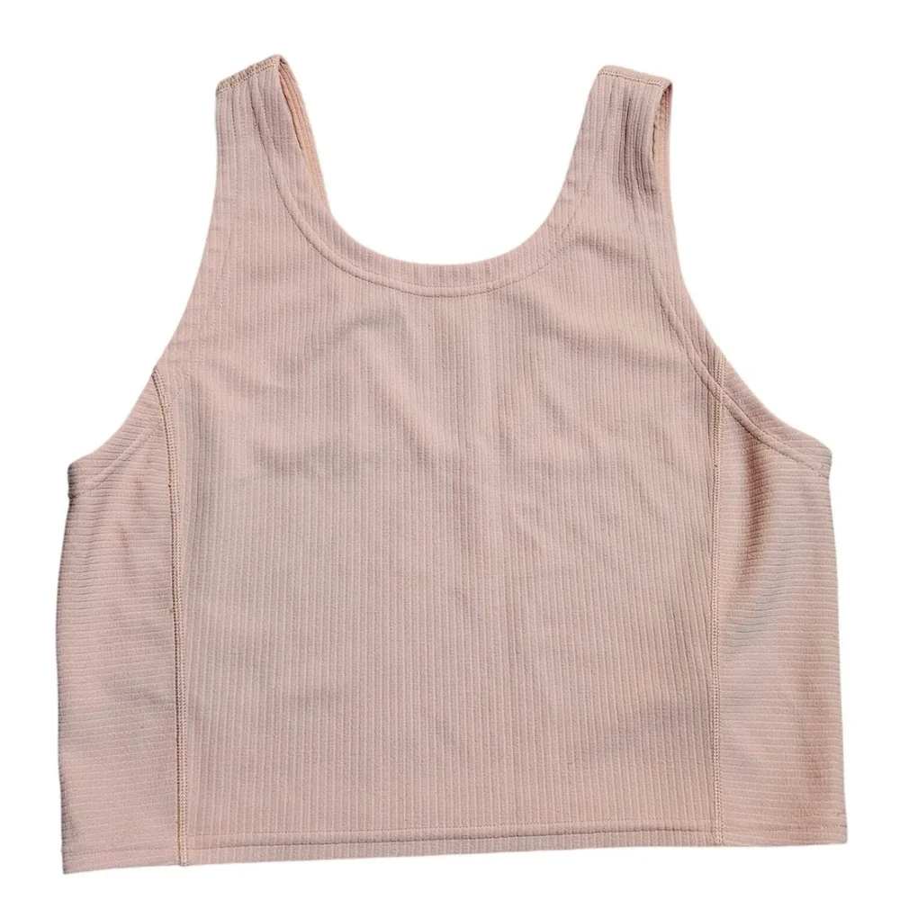 Lululemon Ribbed Softstreme Cropped Tank Top Peach Bellini Size 8